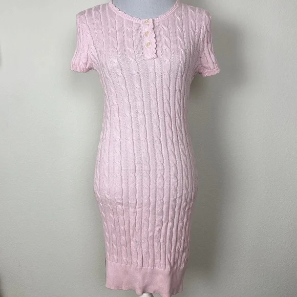 POLO RALPH LAUREN Pink Cable Knit Dress Size XL - Picture 1 of 9